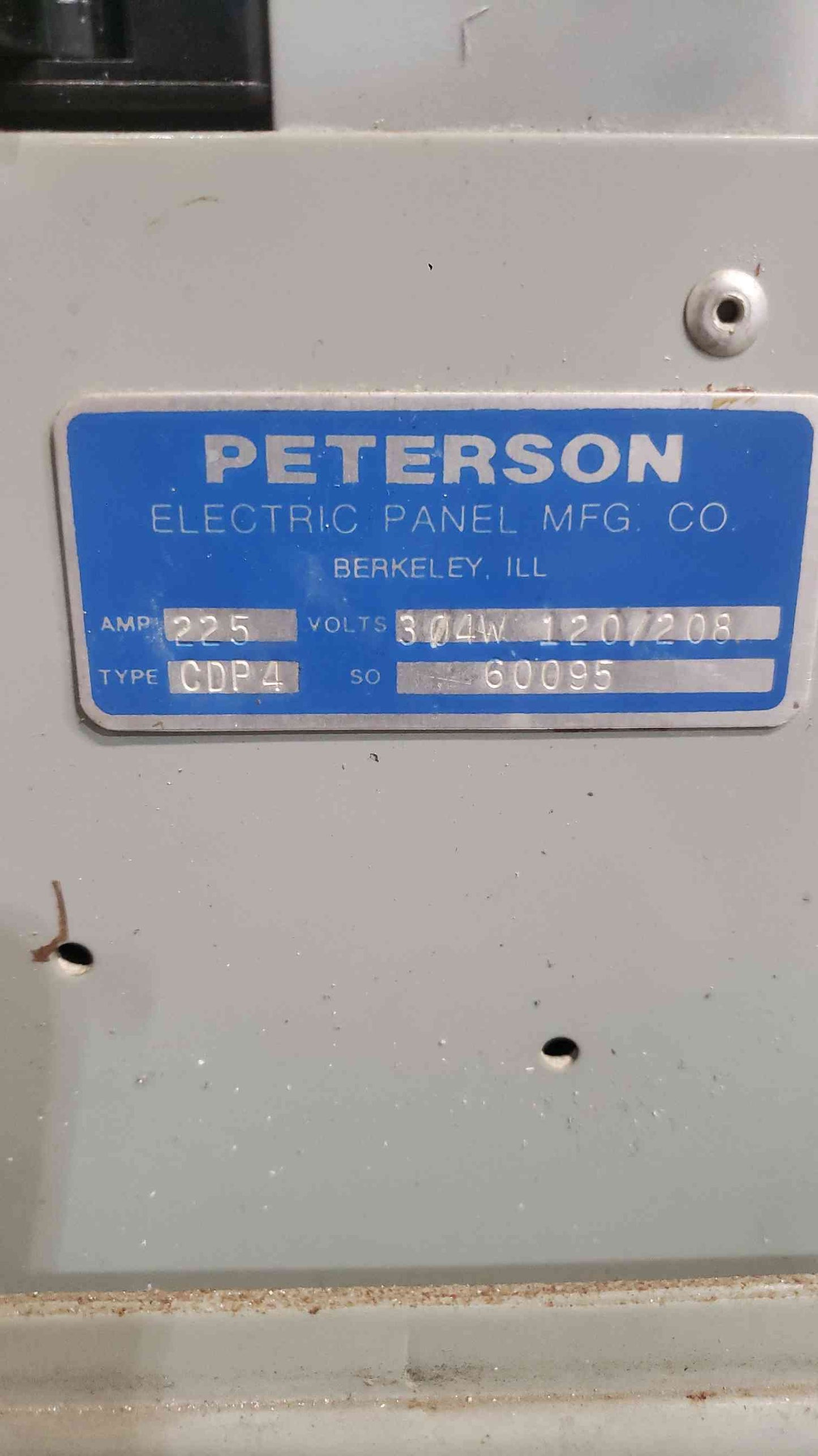 Peterson 225A 120/208V 3 Phase Panelboard Mixed Siemens Single Multi Pole Breaker