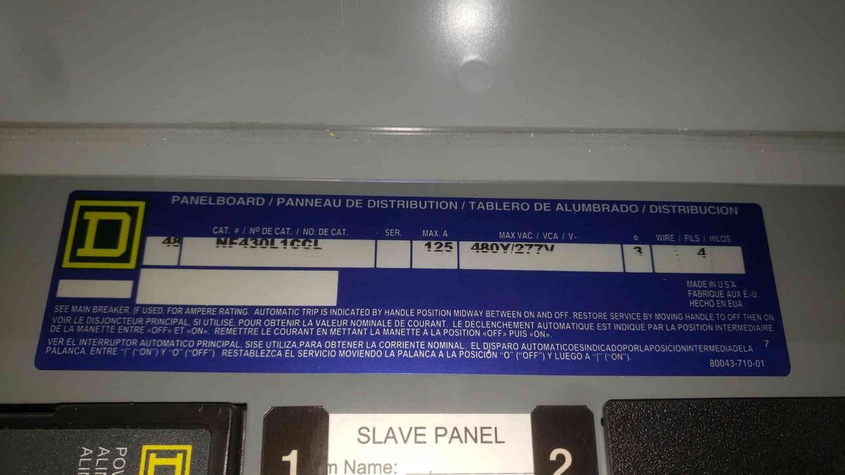 Square D Powerlink G3 NF Panelboard 125A 480Y/277V 18x ECB14020G3 100A EDB34100