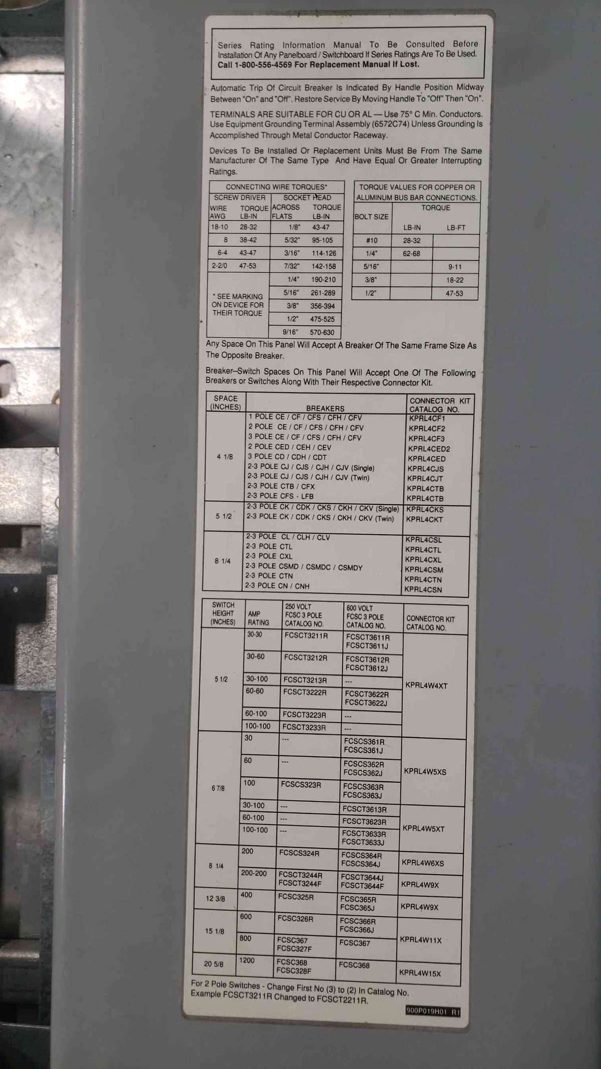 Challenger PM4 600A 480V 3 Phase Distribution Panelboard 250A 100A 3P Breakers