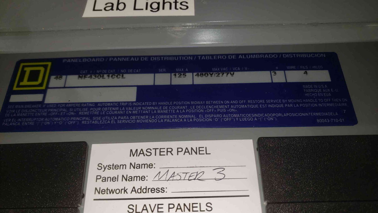 Square D Powerlink G3 NF Panelboard 125A 480Y/277V 12x ECB14020G3 100A EDB34100