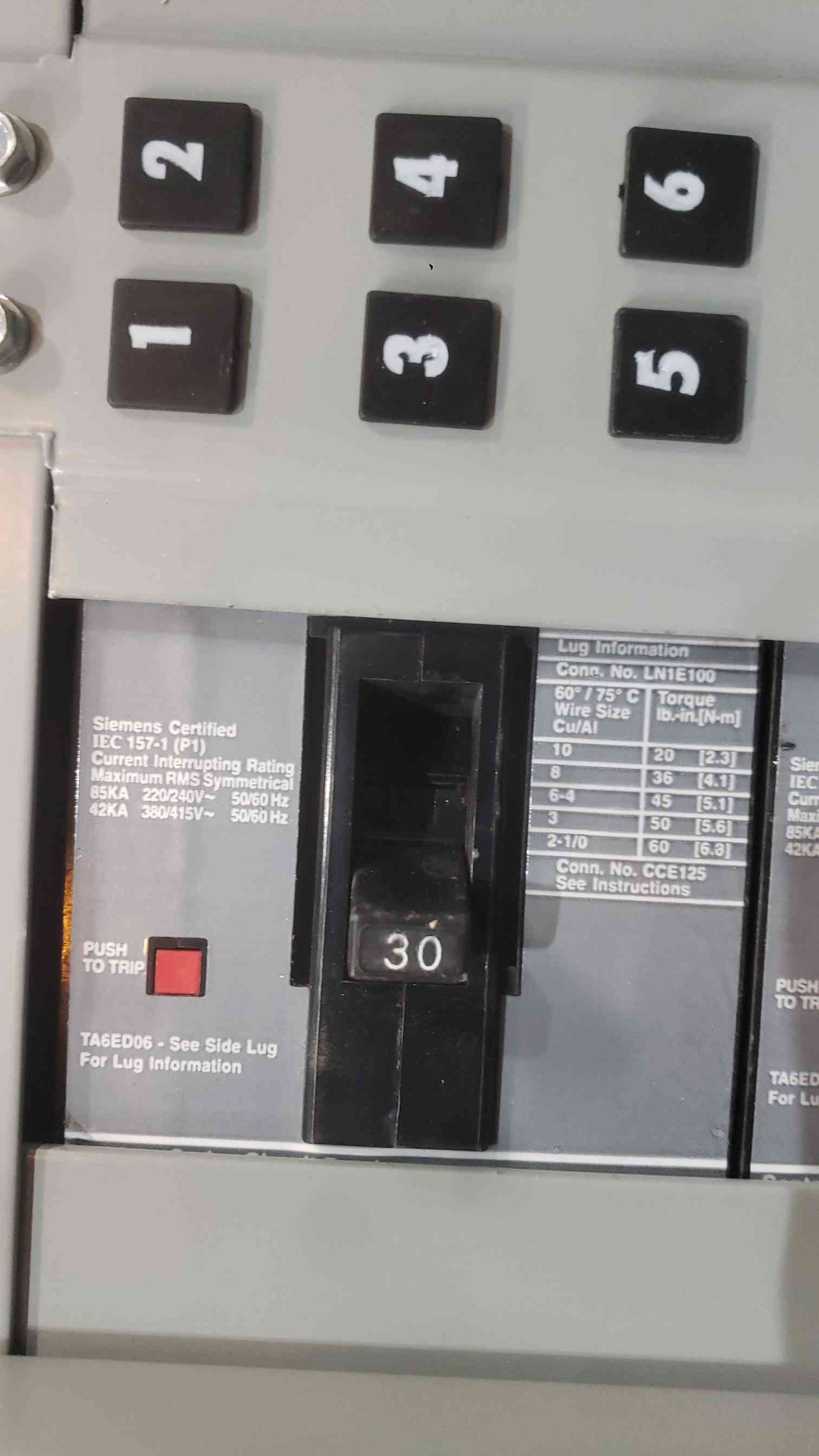 Siemens P2 250A 480V 3ph Panelboard 2x 100A 9x 30A 3-Pole Breaker P2F42ML250FTS