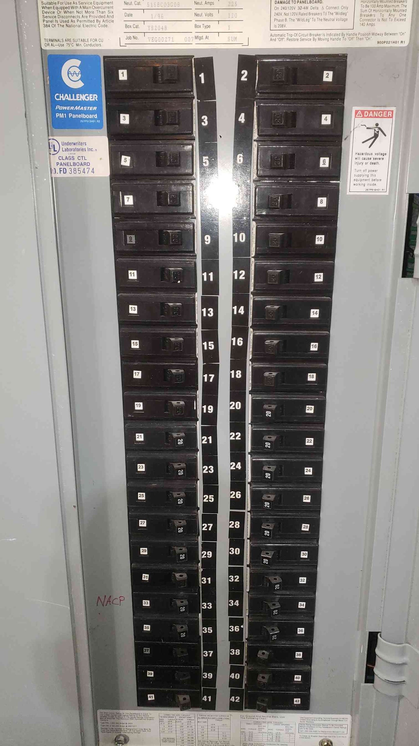 Challenger 225A 208Y/120 3PH 4W Panelboard (SKU: 113822)