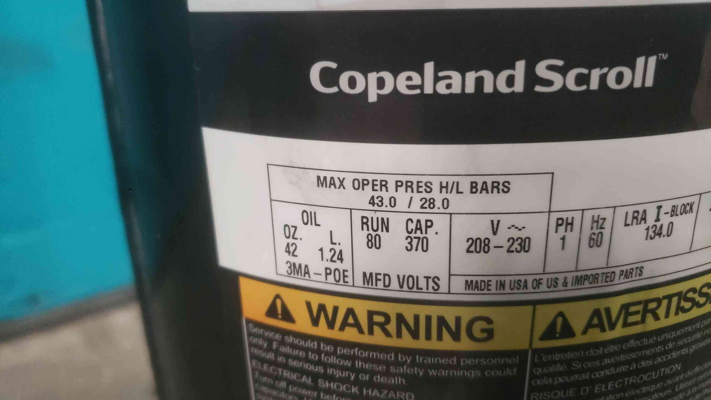 Copeland Scroll 4.5 Ton AC Compressor ZP54K5E-PFV-130 R410A 230V 1PH Emerson HVAC