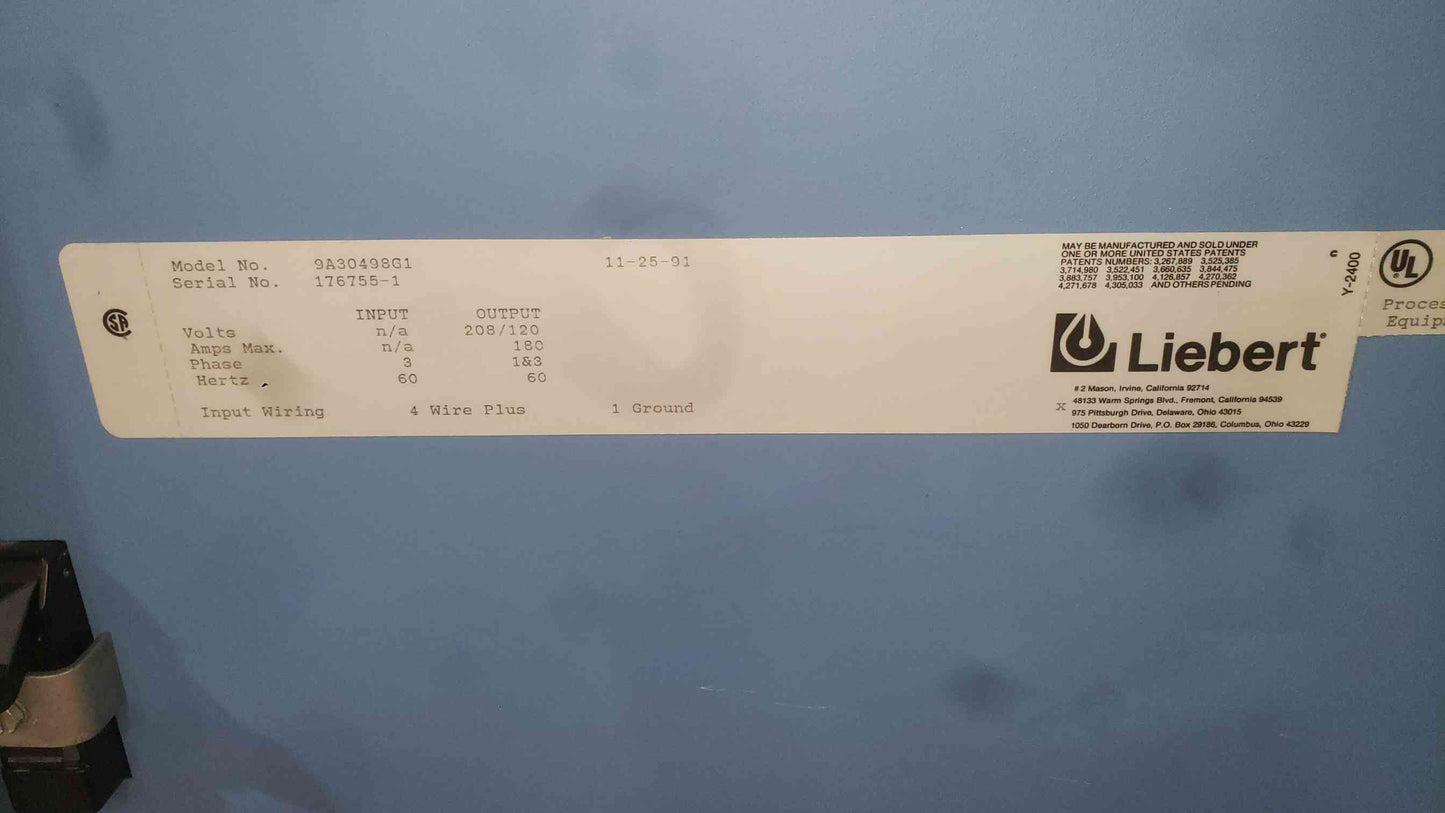 Liebert 180A 208/120 Multi-Phase PDU 9A30498G1 (SKU: 113854)
