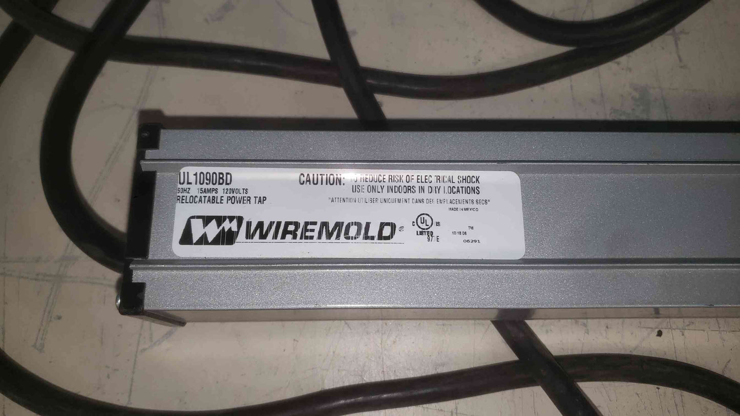 Wiremold UL1090BD Aluminum Industrial Power Strip 4 Outlet Center 15A 120V Cord