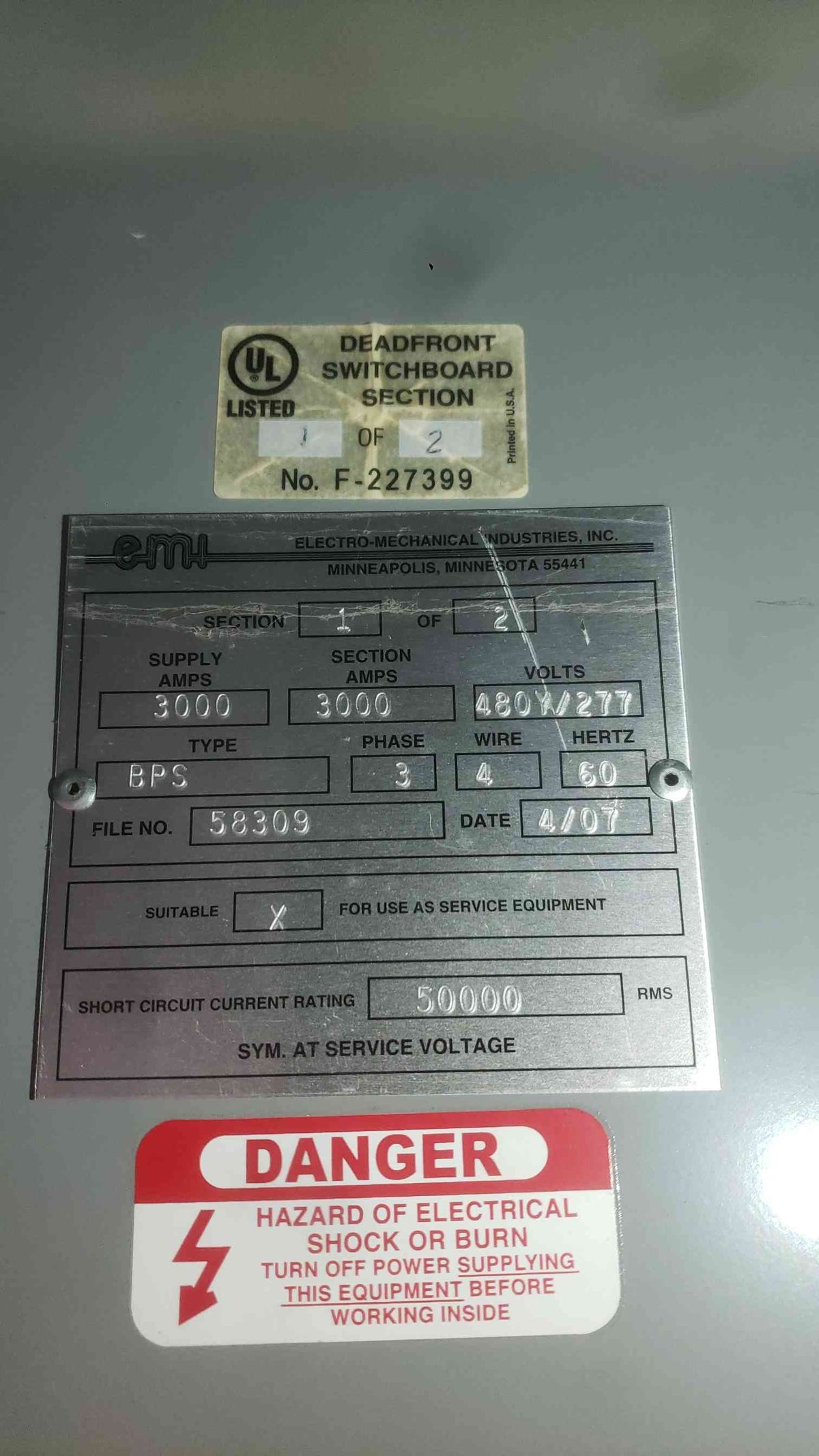 EMI ASCO 7000 3000A 480V 3PH Outdoor ATS Switch & Boltswitch Disconnect Lineup