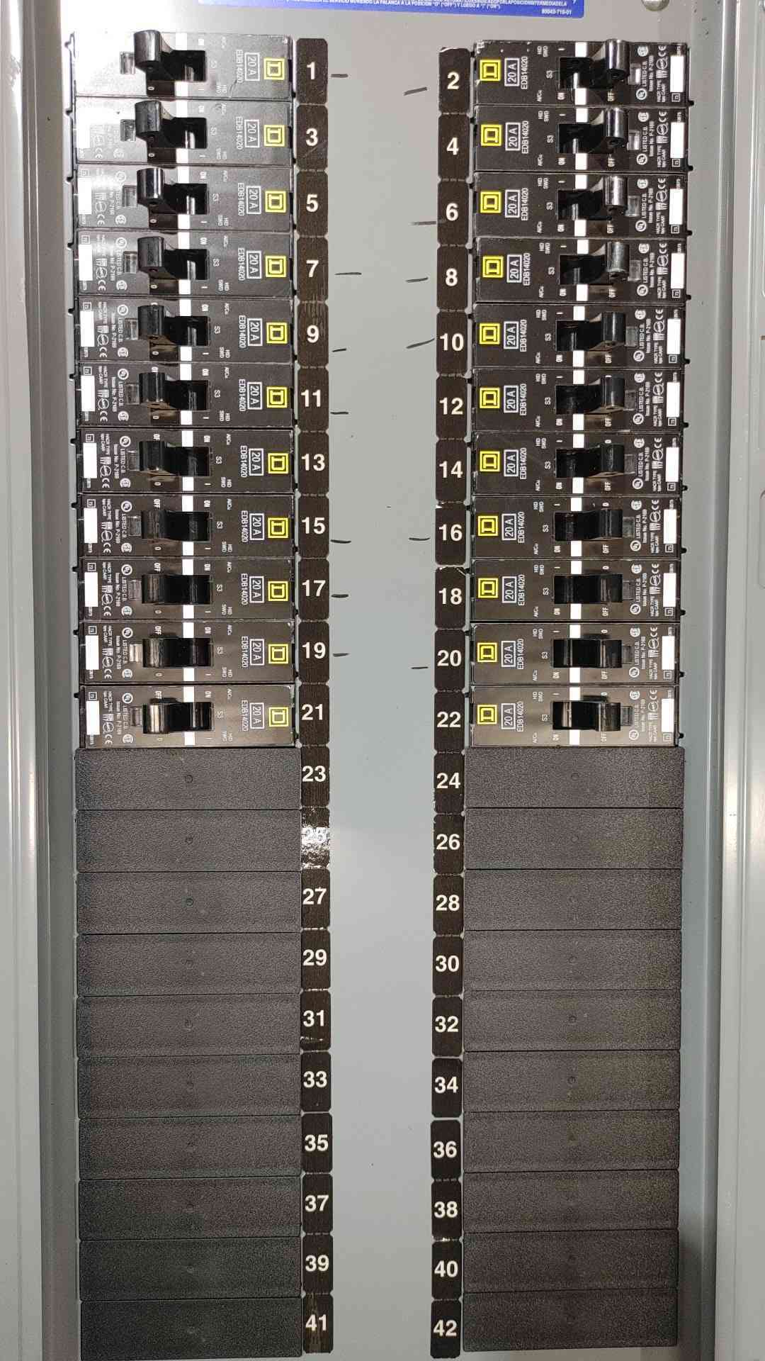 Square D NF 225A 415Y/240V 3 Phase 42 Space Panelboard Enclosure 225A Main 20A