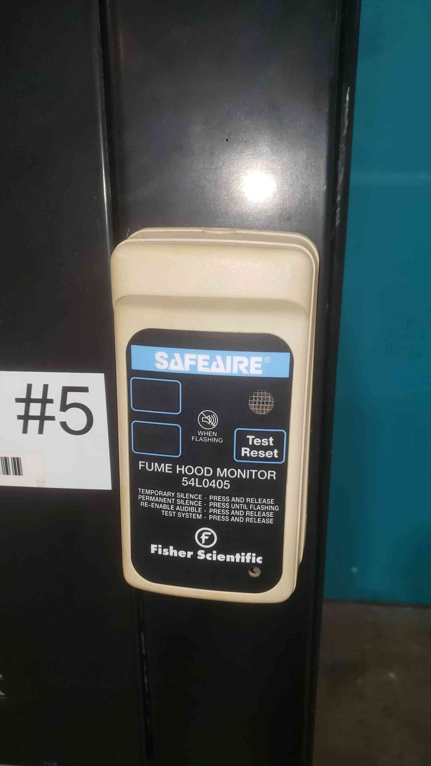 Fisher Hamilton 4' Black SafeAire Laboratory Fume Hood with SafeAire 54L0405 Air Monitor
