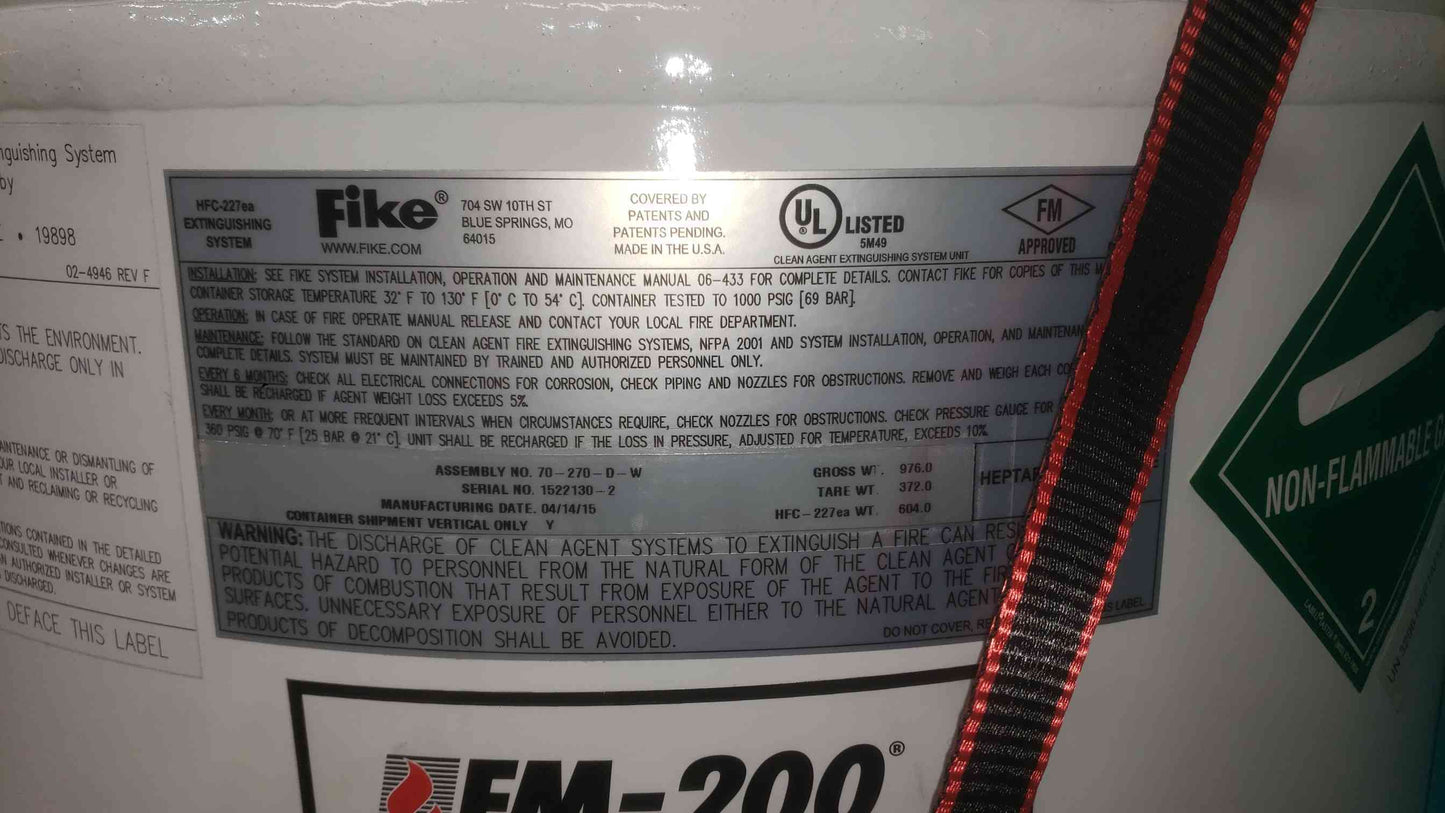 Fike 604 LBS HFC-227ea Fire Extinguishing System (SKU: 113970)