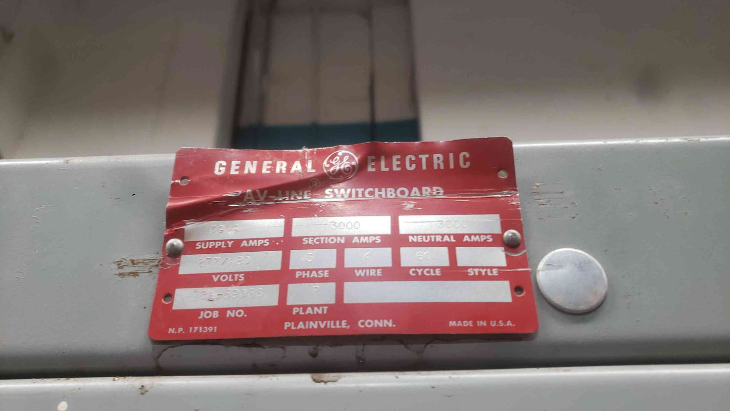 GE AV-Line 1600A Switchboard Lineup 3PH 480V/208V with 500kVA Transformer Breakers