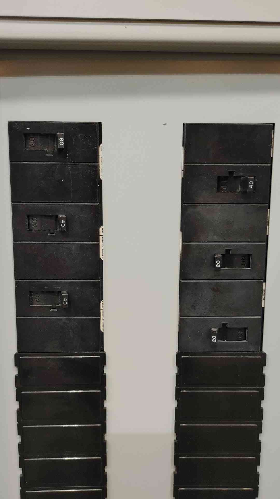 Square D I-Line Distribution Panelboard Loaded with 20A 40A 60A Circuit Breakers