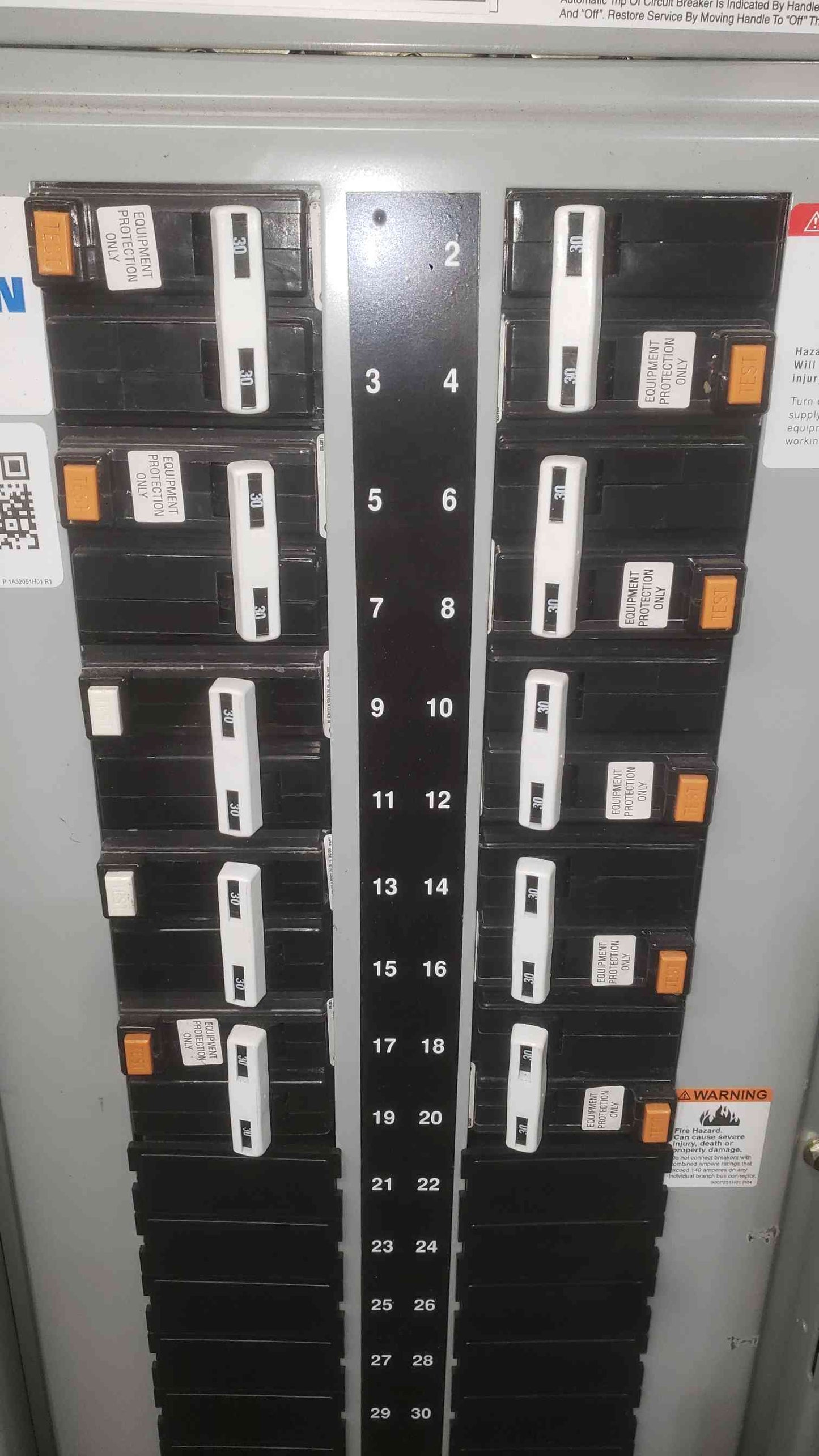 Eaton PRL1A 3 Phase Panelboard 175A Main EDB3175BP10 10x 30A 2P Breakers Enclosure