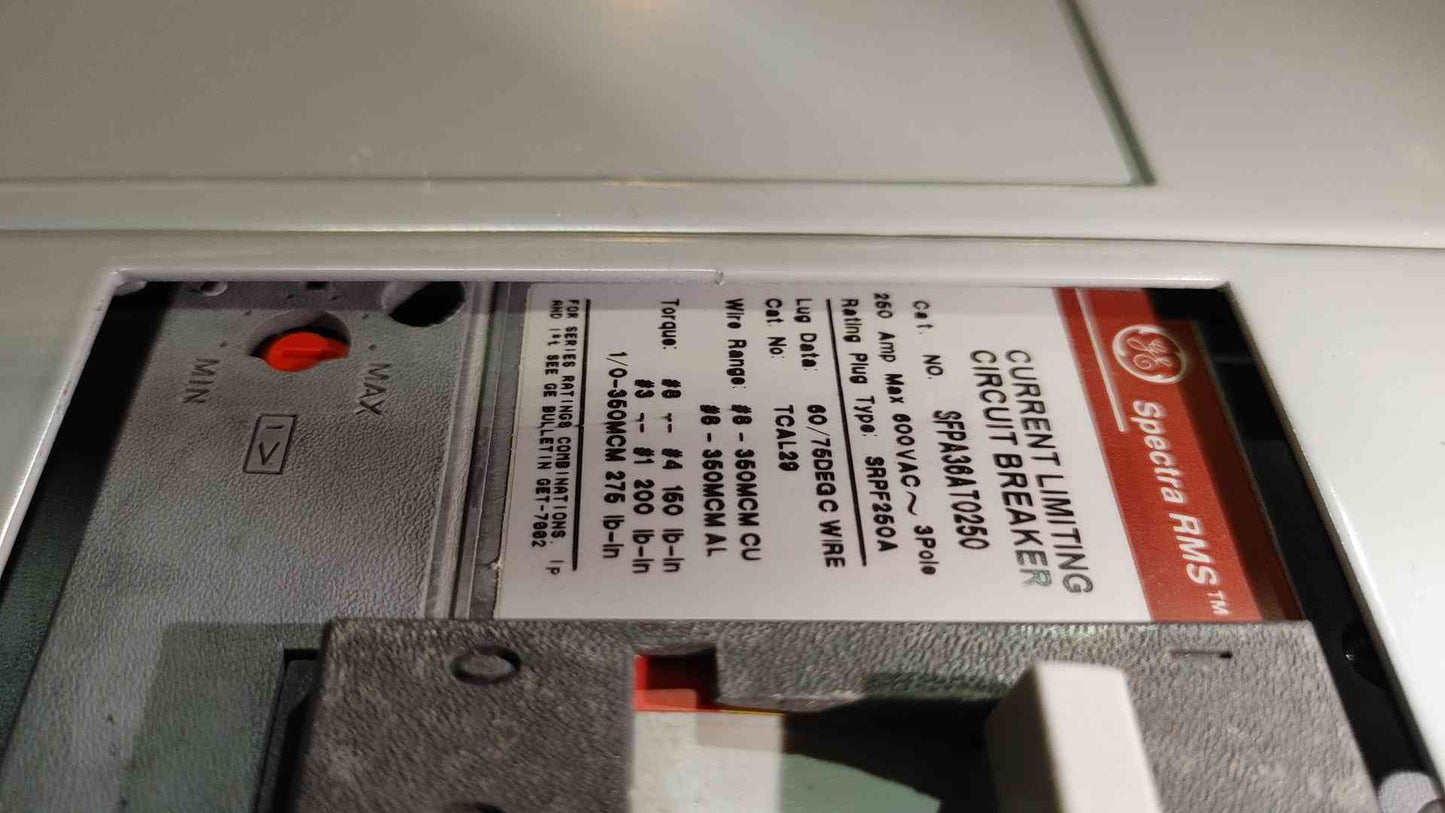 GE Spectra Series 800A Main Distribution Panelboard 600V 3 Phase Loaded Breakers