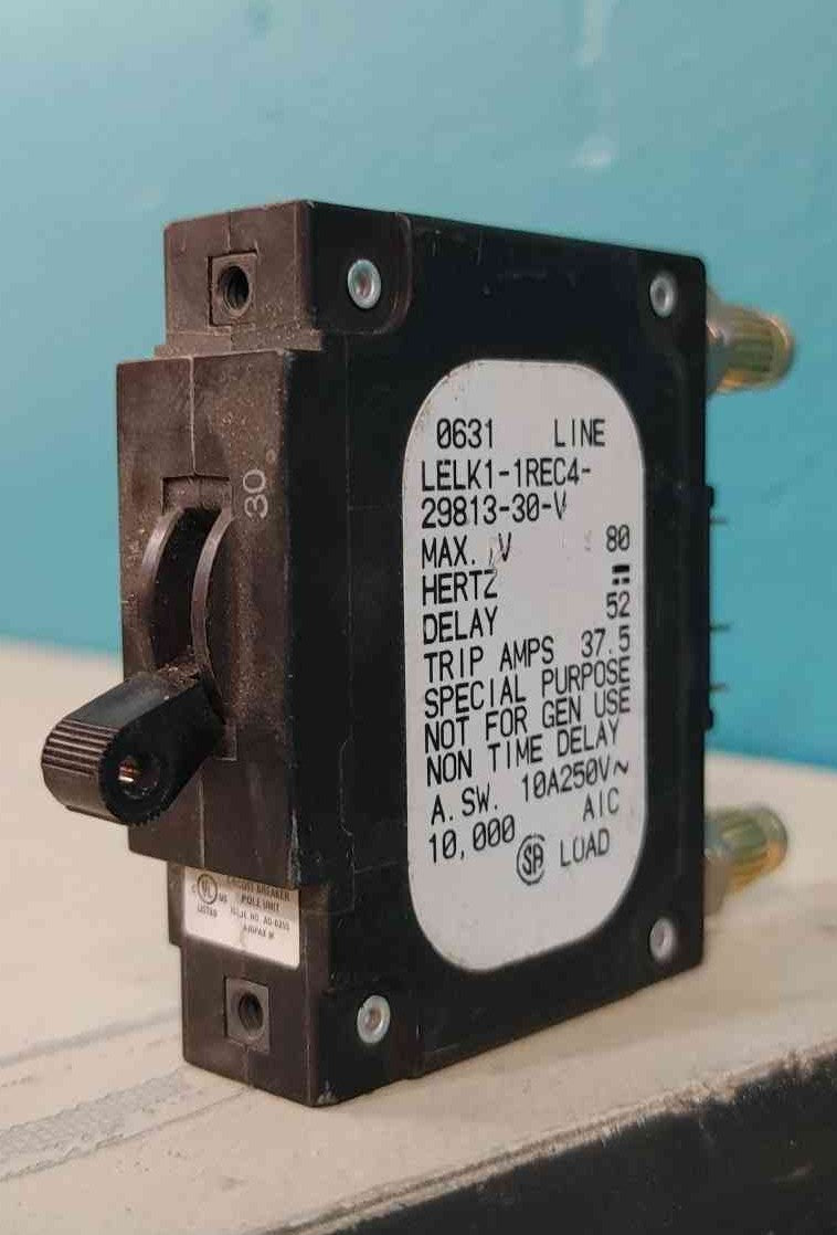 Airpax LELK1-1REC4-29813-30-V 30 Amp 1 Pole Bullet Circuit Breaker 80V 250V