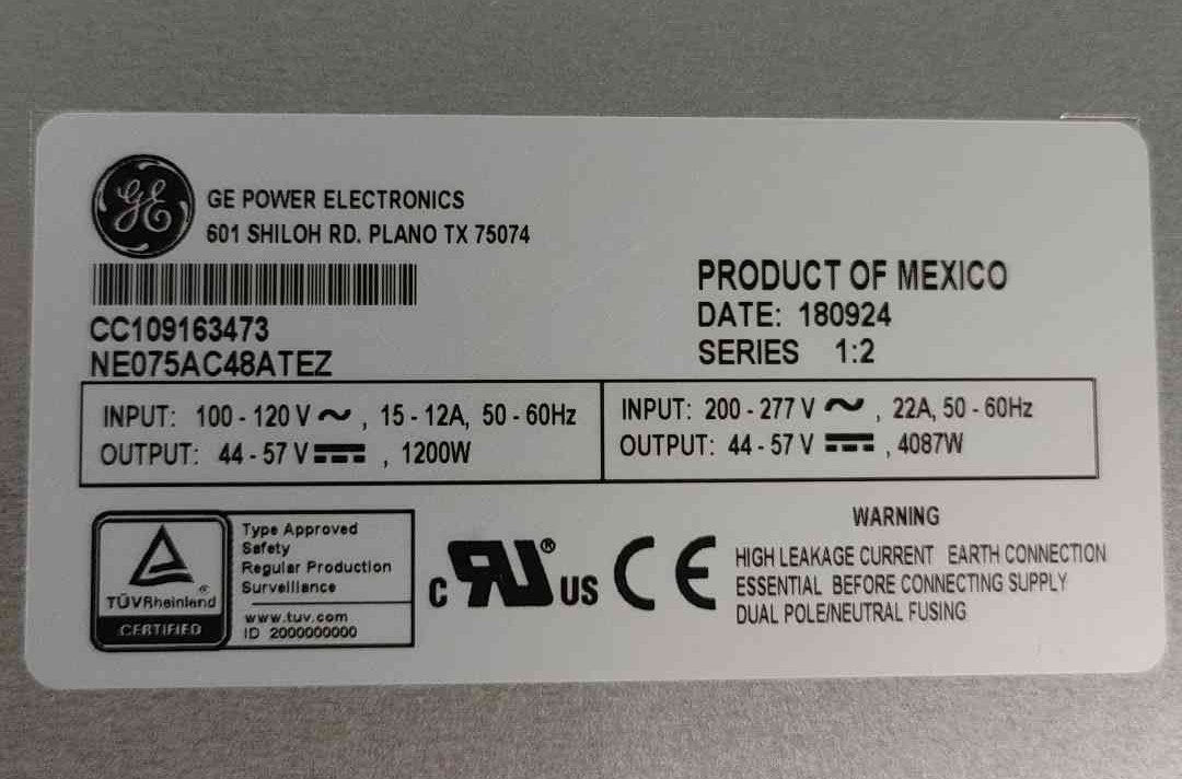 (New) GE NE075AC48ATEZ 75A 48V Telecom Rectifier Module CC109163473 Infinity S