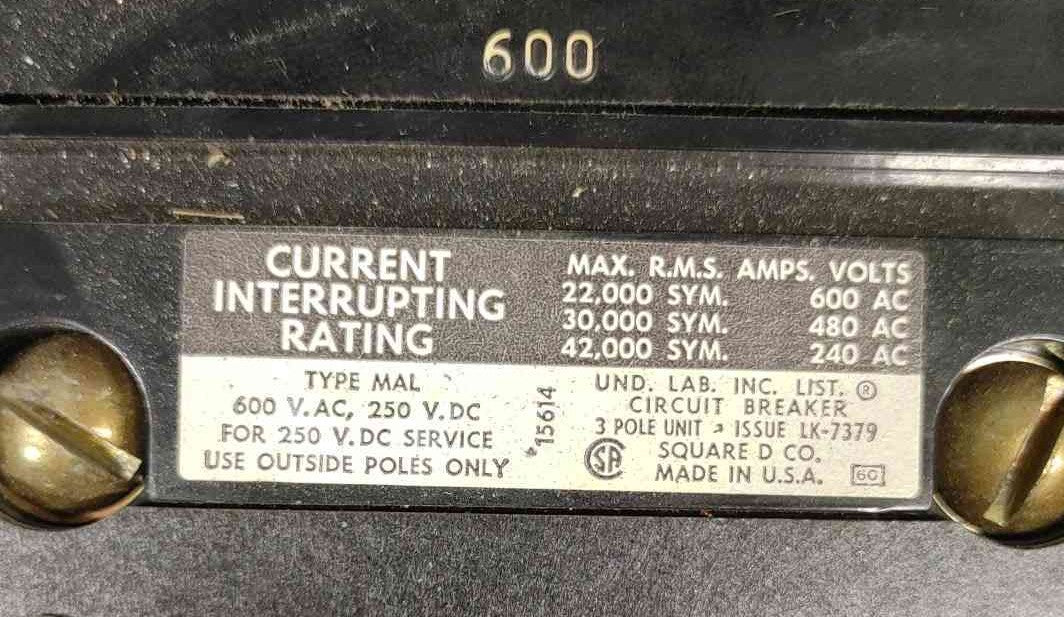 Square D HCW1862-6M I-Line 600A Panelboard MAL600A FA60A KA100A LA225A Breakers
