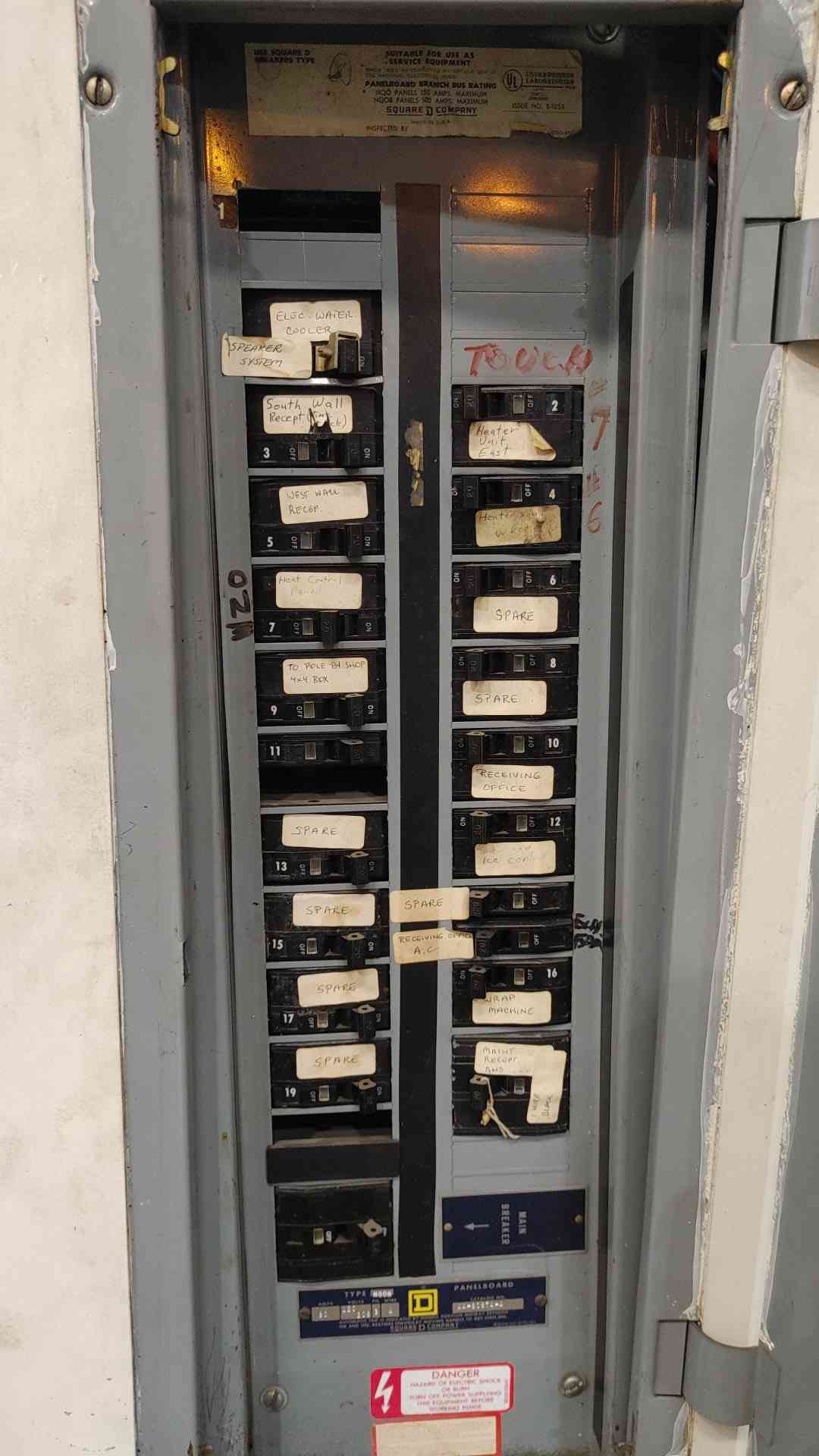 Square D NQOB Panelboard 120/208V 3PH 80A Main Breaker Panel Enclosure Loaded