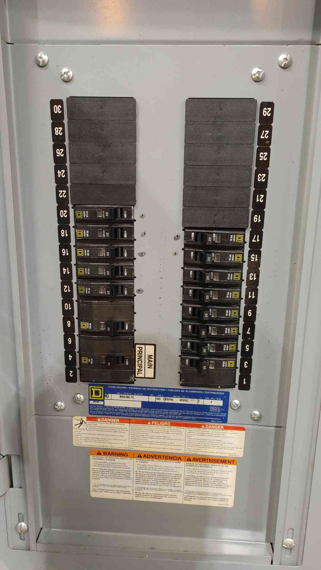 Square D NQ430L1C 100A 240VAC 3 Phase NQ Panelboard Load Center w/ QO Breakers