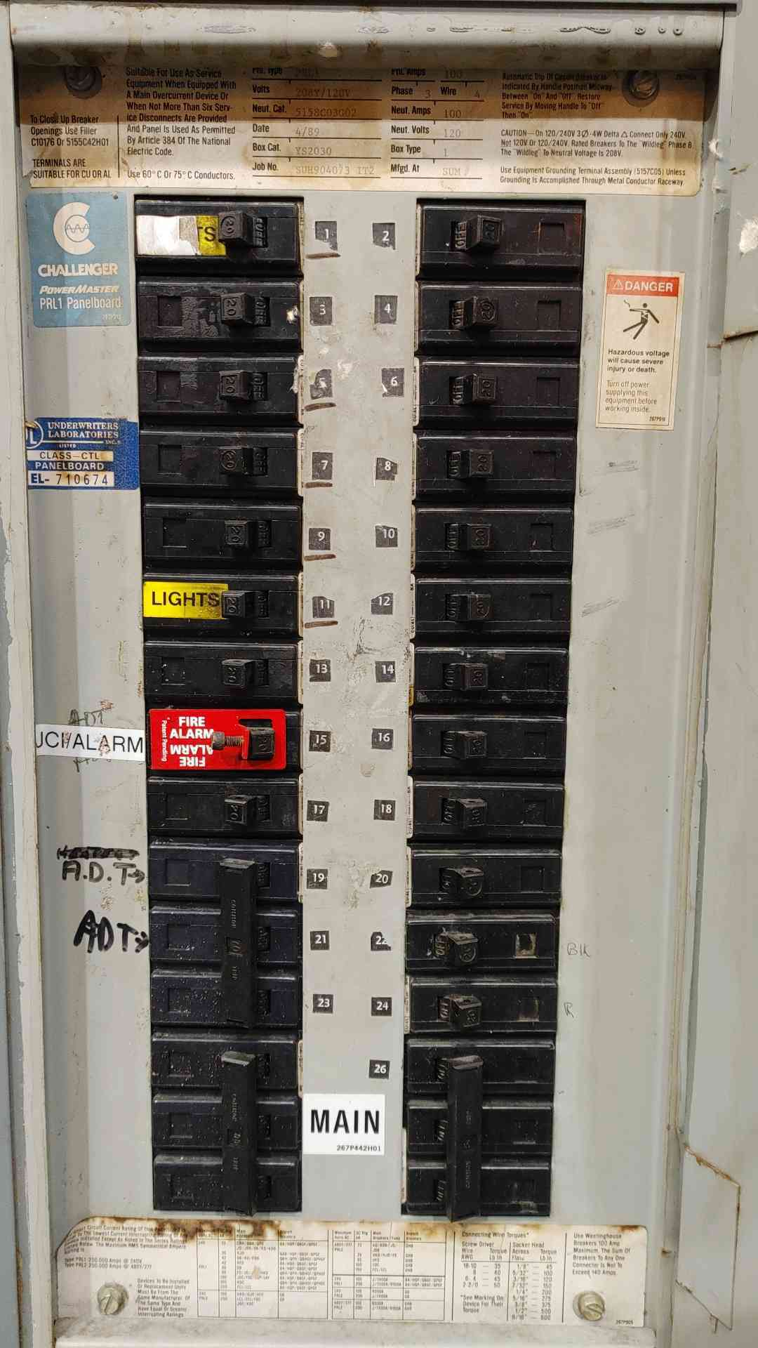Challenger PowerMaster PRL1 100A 208Y/120V Panelboard Load Center w/ Breakers
