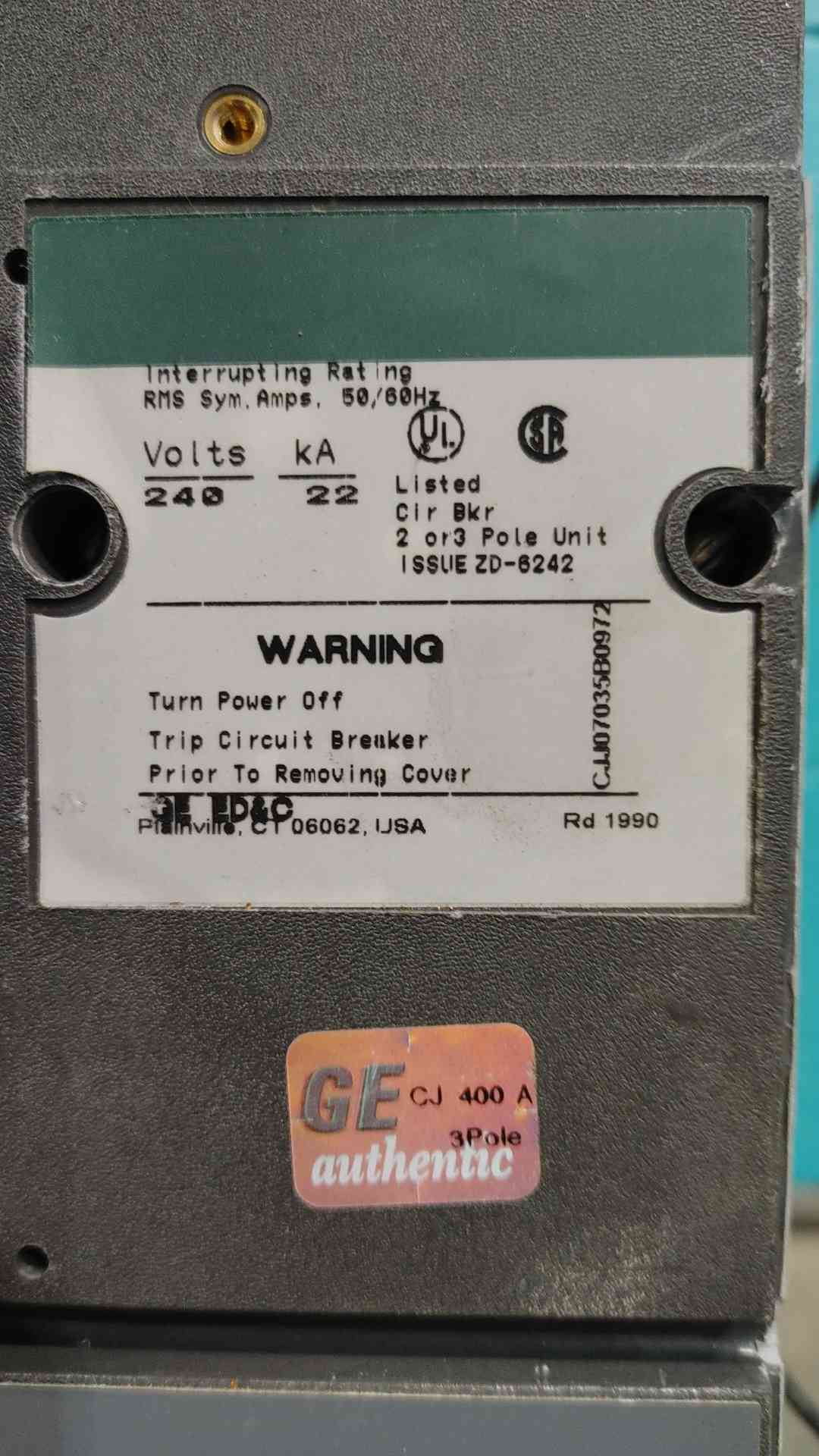 GE TJD432400 400A 3 Pole 240V Circuit Breaker TJD 400 Amp Molded Case TJD432