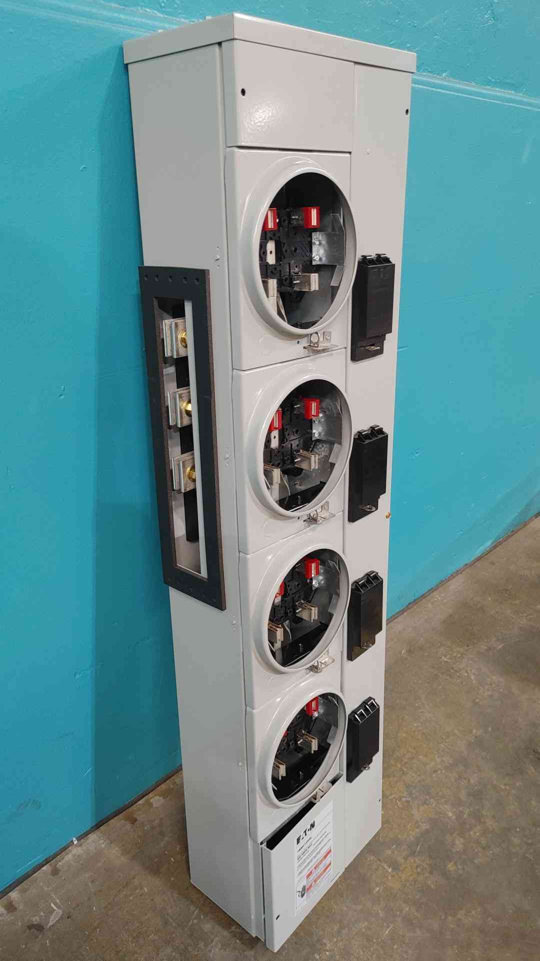 (New) Eaton 1MM412RRL 4 Gang Meter Stack 800A Bus 120/240V Ringless Meter Pack Panel
