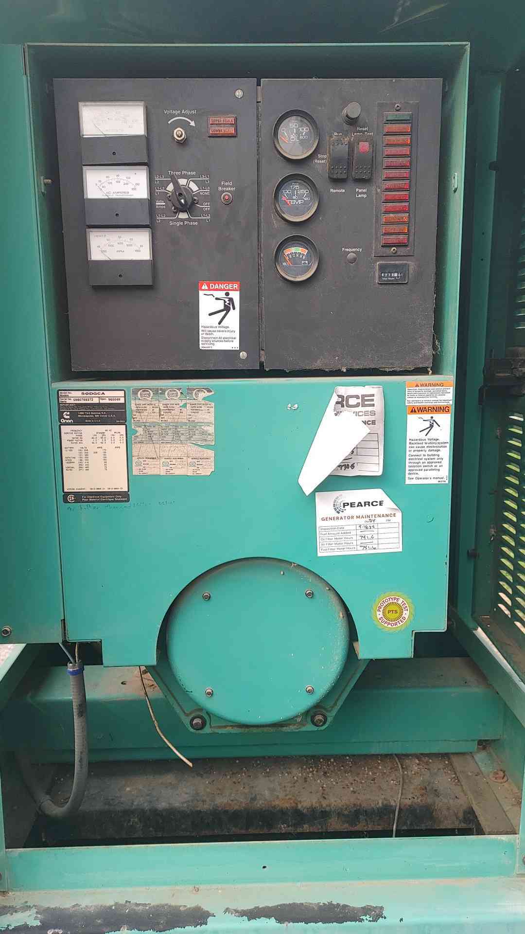 Cummins Onan 50DGCA 50 kW Diesel Generator 120/240V 277/480V Subbase Tank 770Hr TESTED(SKU: 115155)