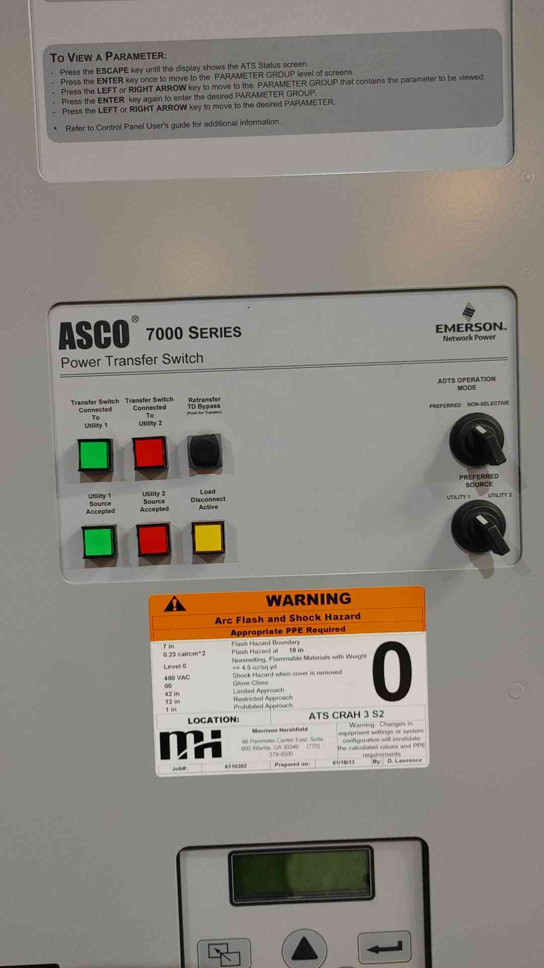 ASCO 7000 Series 115A Automatic Transfer Switch 480V 3Ph ATS J7ADTS030150N5XC