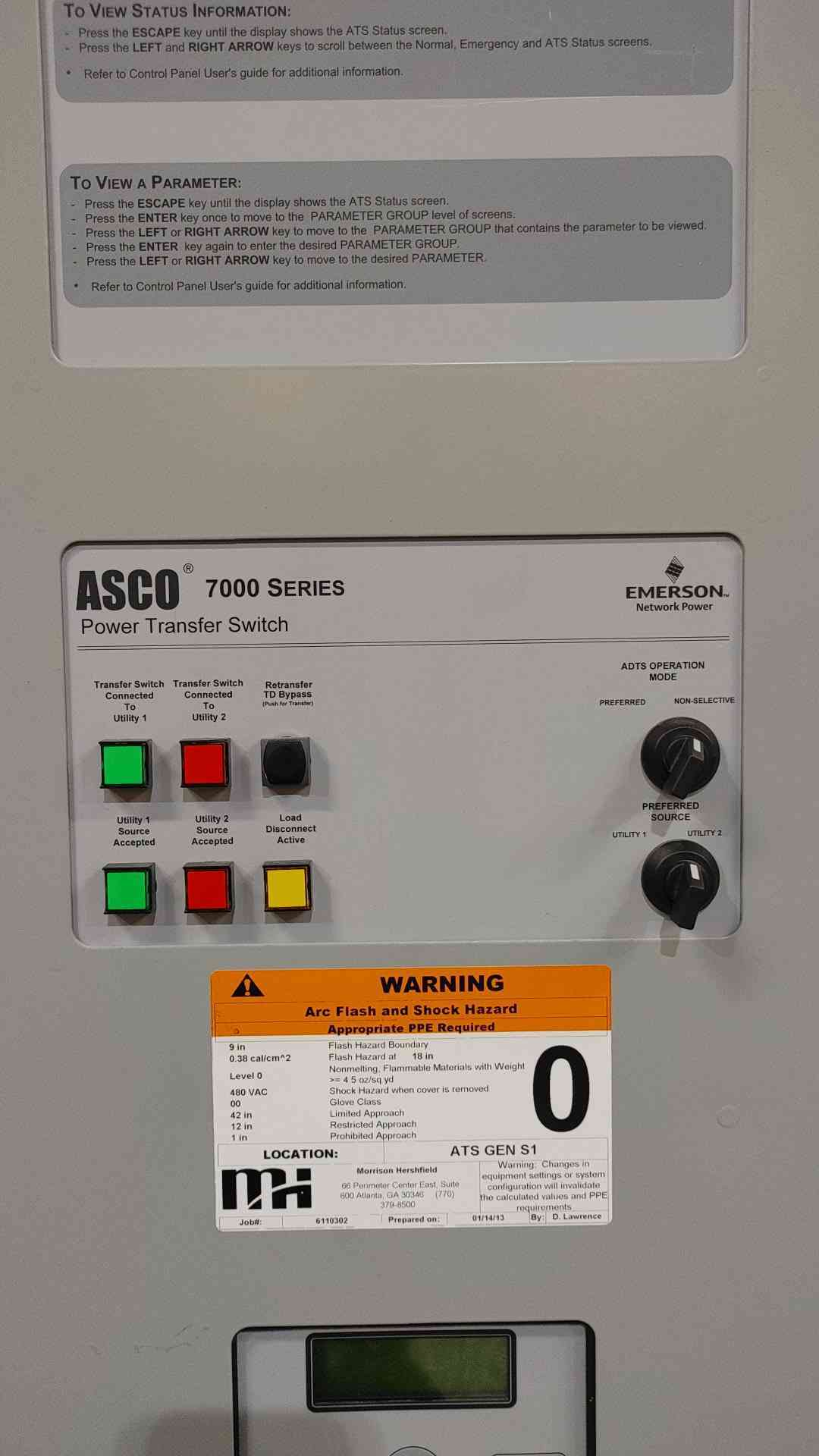 ASCO 7000 Series 65A Automatic Transfer Switch 480V 3Ph ATS J7ADTS030150N5XC