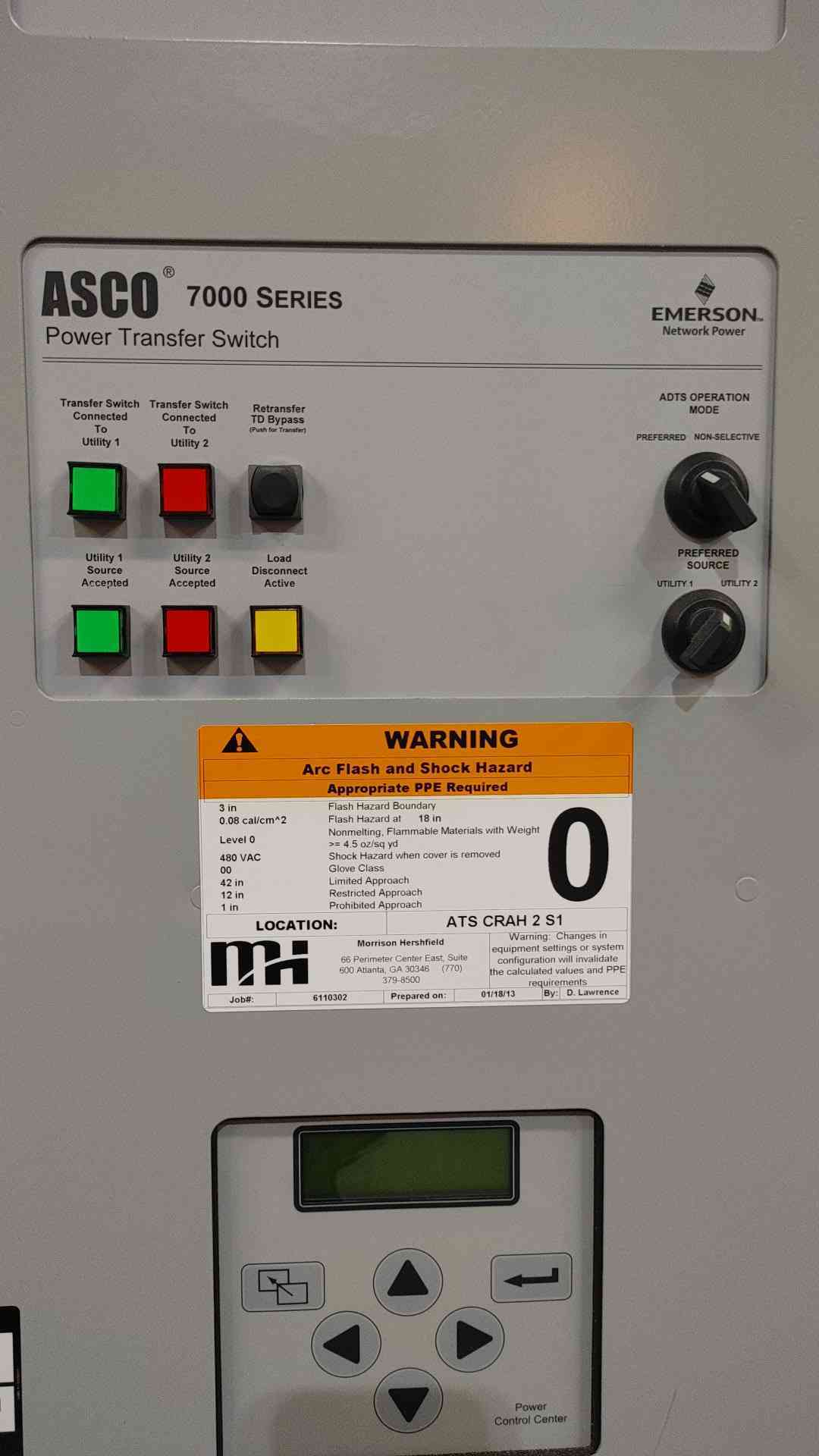 ASCO 7000 Series 30A Automatic Transfer Switch 480V 3Ph ATS J7ADTS030150N5XC