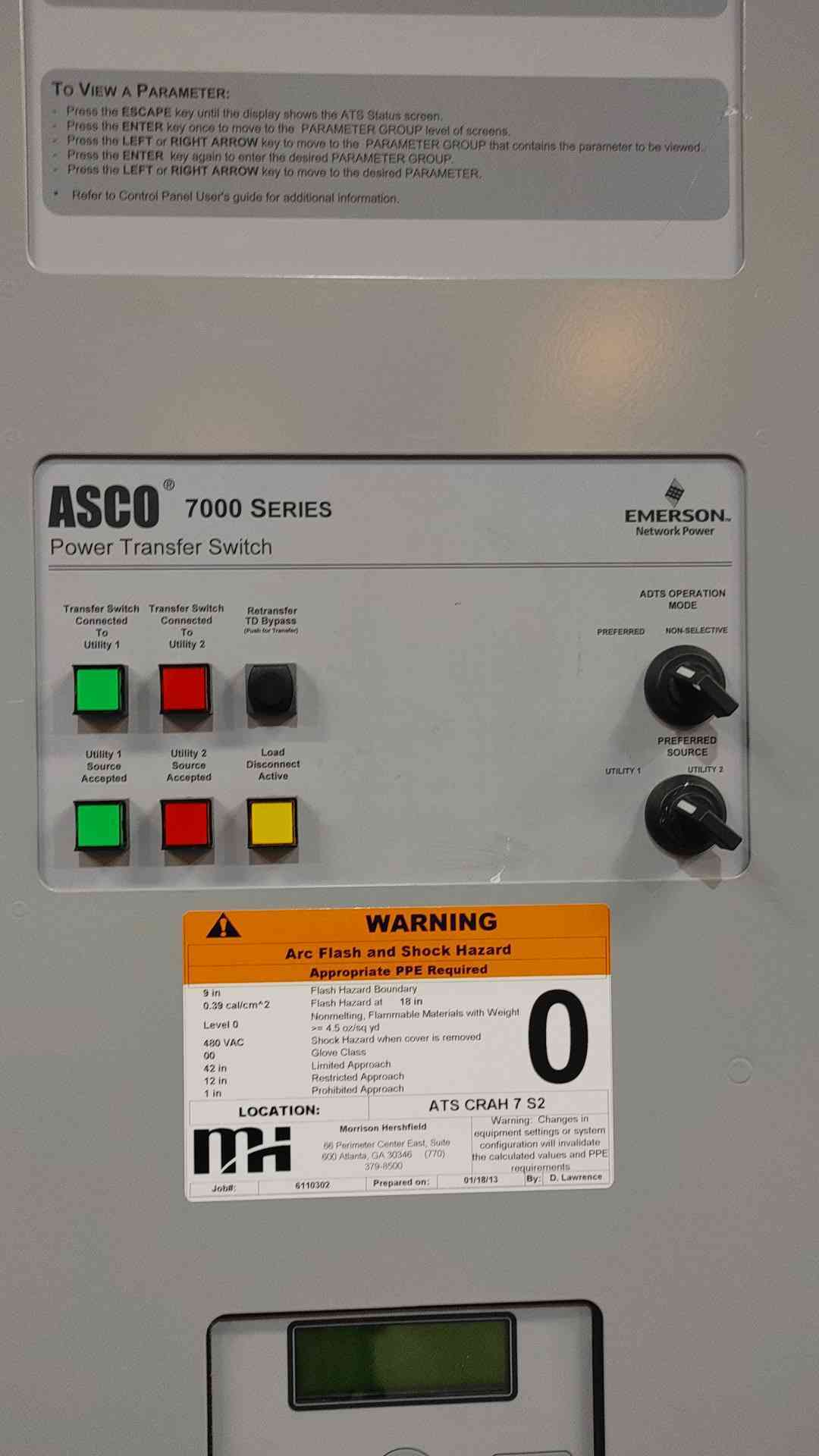 ASCO 7000 Series 115A Automatic Transfer Switch 480V 3Ph  ATS J7ADTS030150N5XC