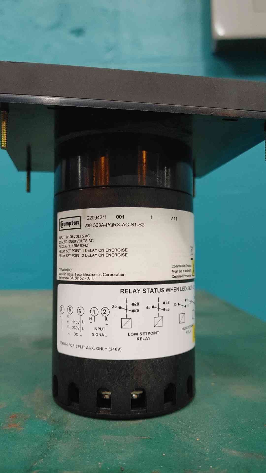 Crompton 239-303A-PQRX-AC-S1-S2 Analog Meter Relay 0-300V AC Voltmeter 120V Aux