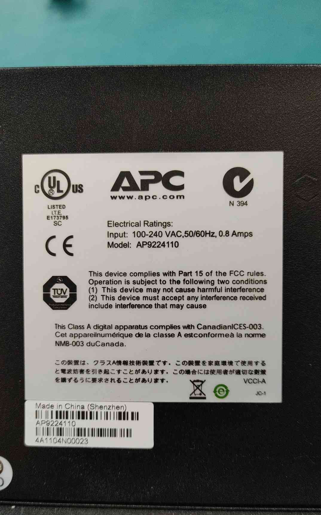 APC AP9224110 24 Port 10/100 Ethernet Network Switch 1U Rackmount Fast Ethernet