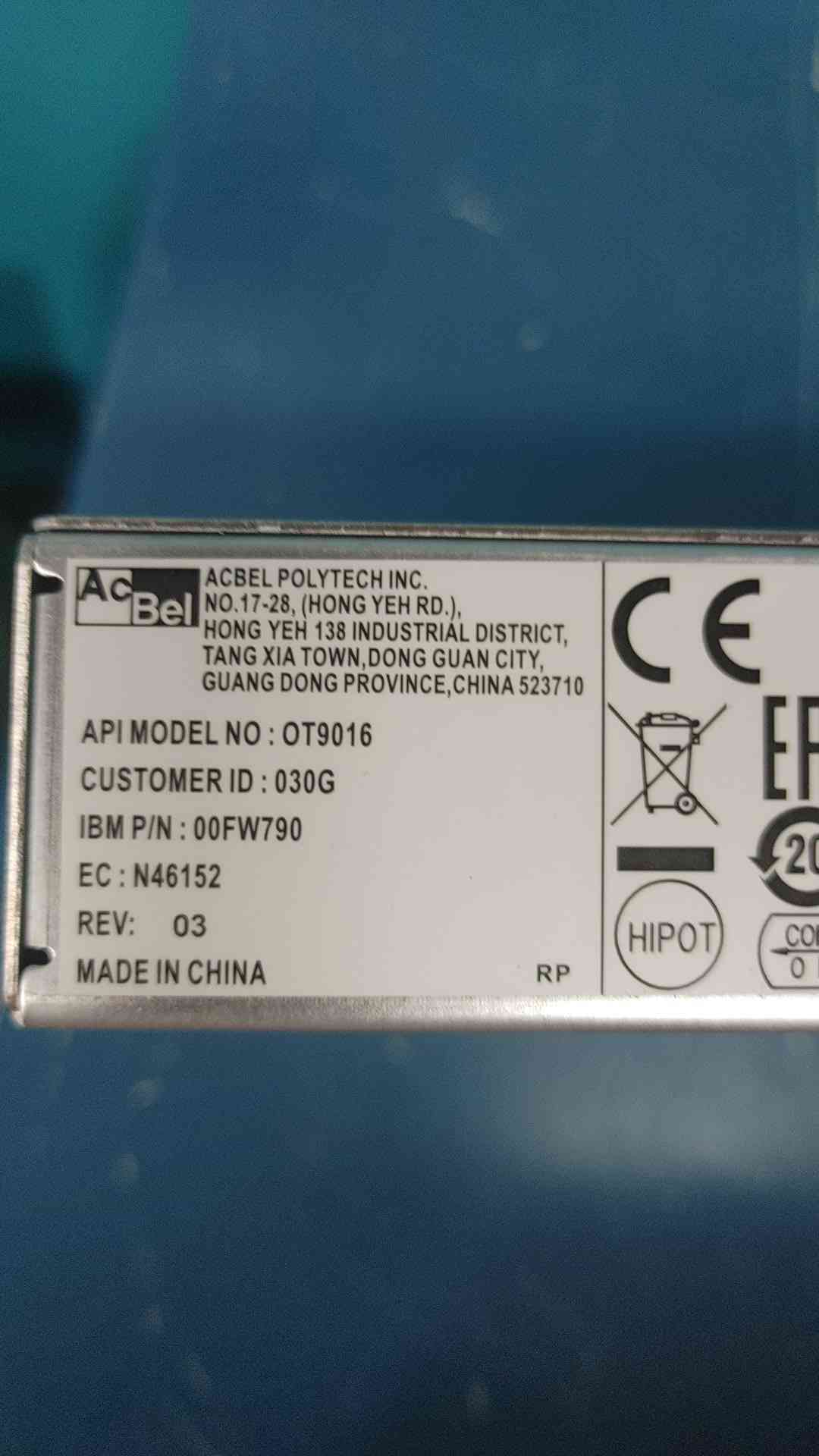 IBM 00FW790 12-Outlet Rack PDU Power Distribution Unit AcBel OT9016 12x IEC C13
