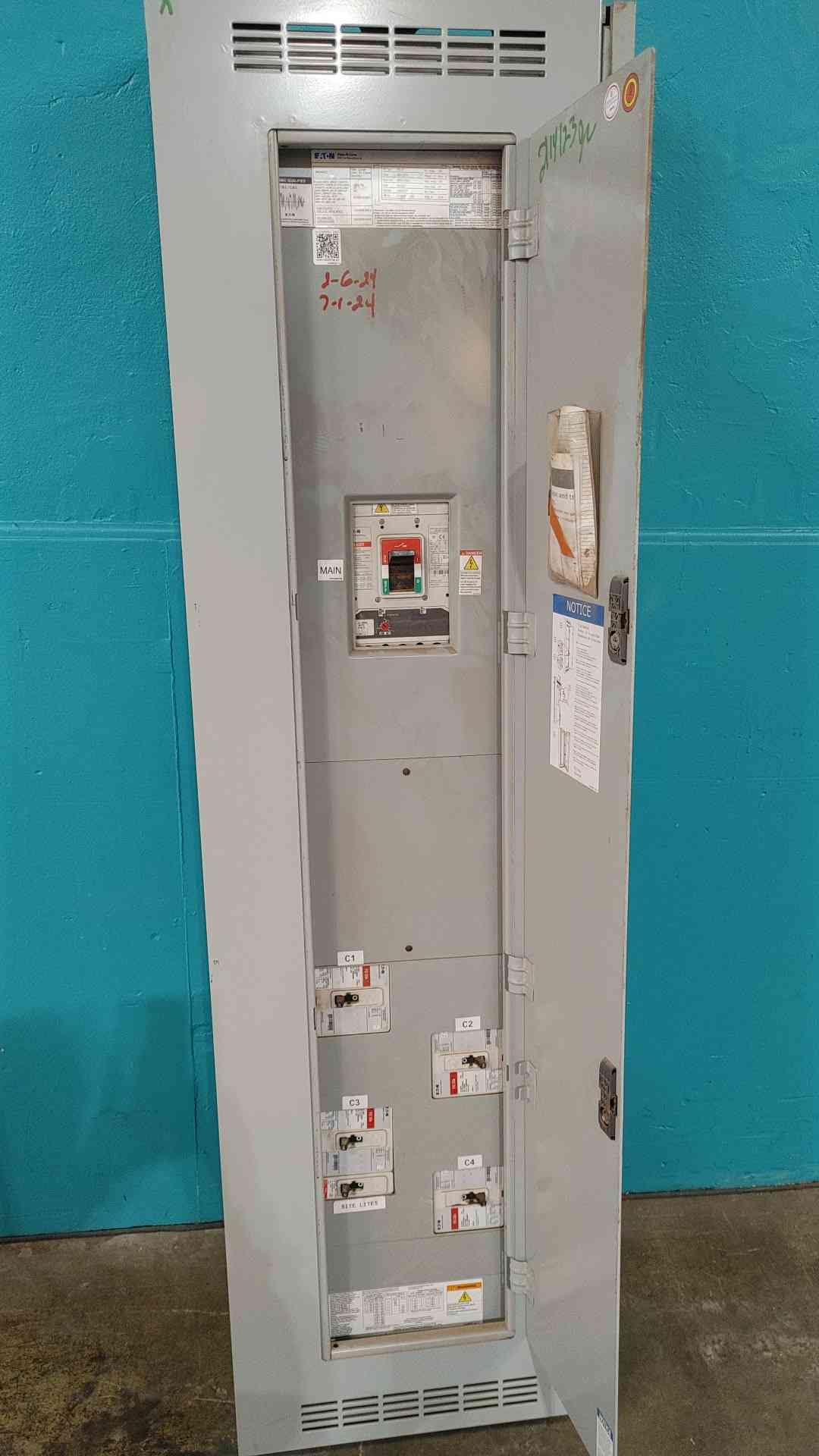 Eaton PRL3a 600A Panelboard 480Y/277V 3Ph w/ 600A Main + (4) 150A 3P & 20A Breakers