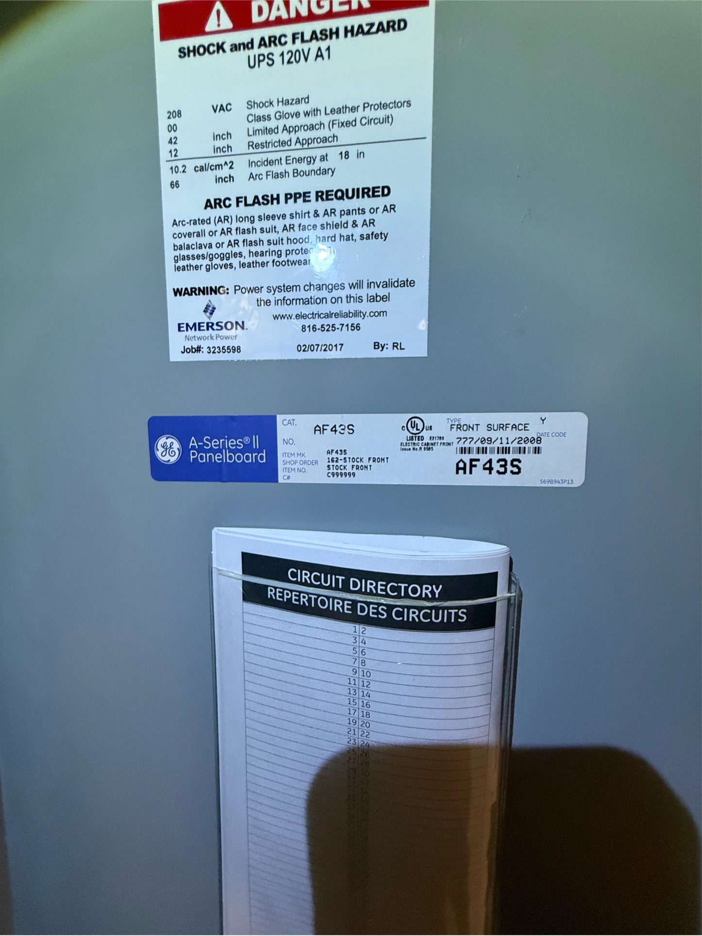 GE A-Series II Panelboard 26 Breaker AF43S 208Y/120V 3ph 4-Wire 225A (SKU: 109996)