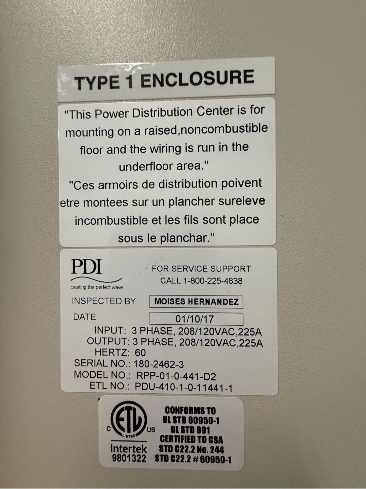 PDI RPP RPP-01-0-441-D2 225A 208/120VAC 3ph 60hz(SKU: 111080)