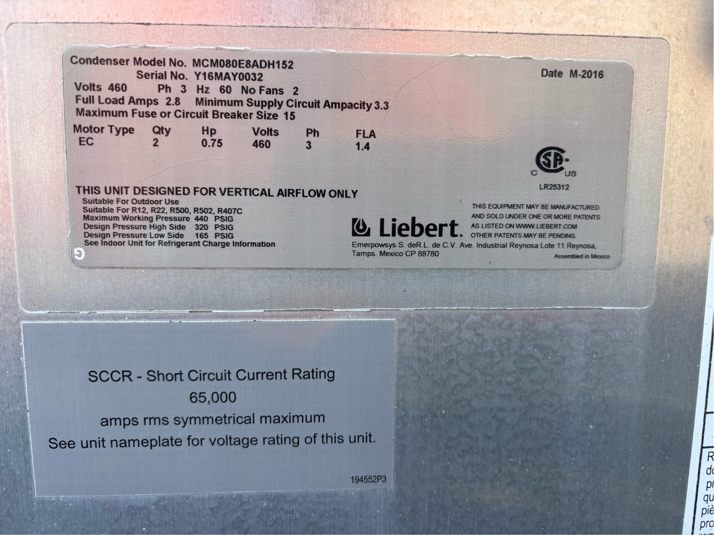 Liebert  condenser (113532)