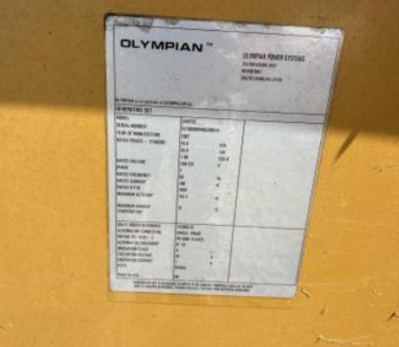 AS IS 45KW 240/120 188A 1PH Olympian Caterpillar G45F3S NG/LP Generator '07 177 Hrs. (SKU: 111132)