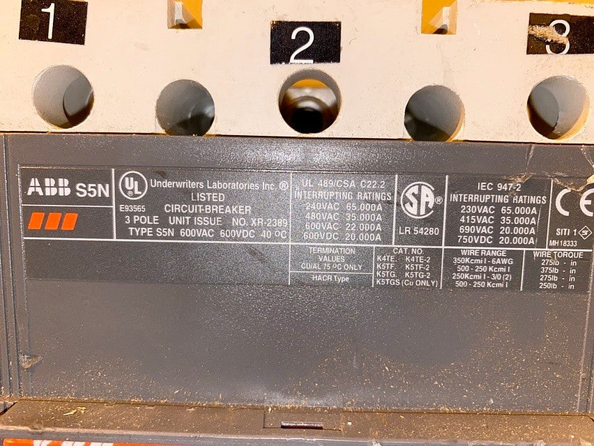 ABB S5N 300A Circuit Breaker XR2389(S6LLST1307)