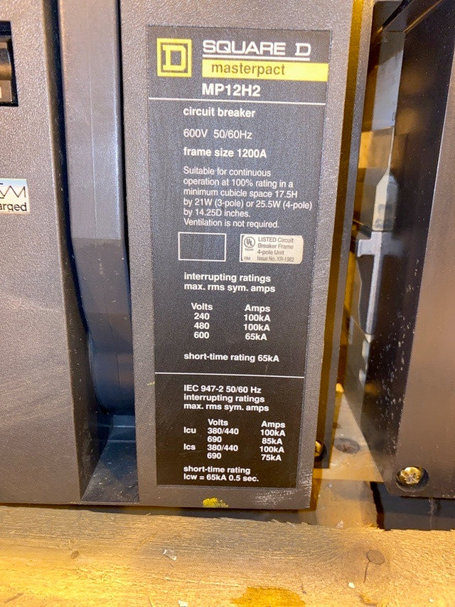Square D Masterpact MP12H2 Insulated Case Circuit Breaker 1200A Frame STR58U