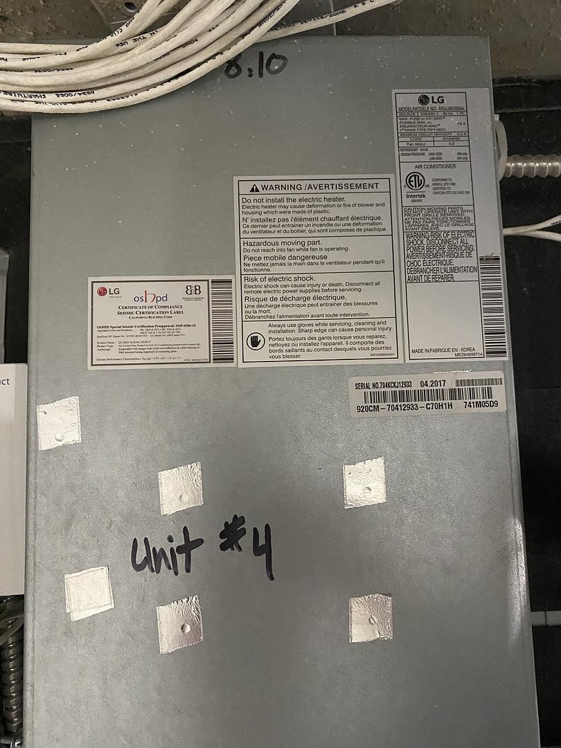 LG High Static AC ARNU963B8A4 Mini Split System(S6LLST11379)