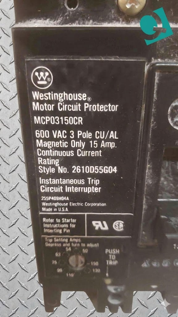 Westinghouse 15A 600VAC 3 Pole Breaker MCP03150CR (SKU: 110202)