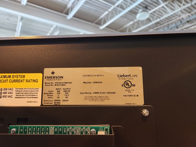 Liebert FPC Power Distribution Center Double Sided - Model FPA22C417MS7423 - 480V/208V (Sku:116333)