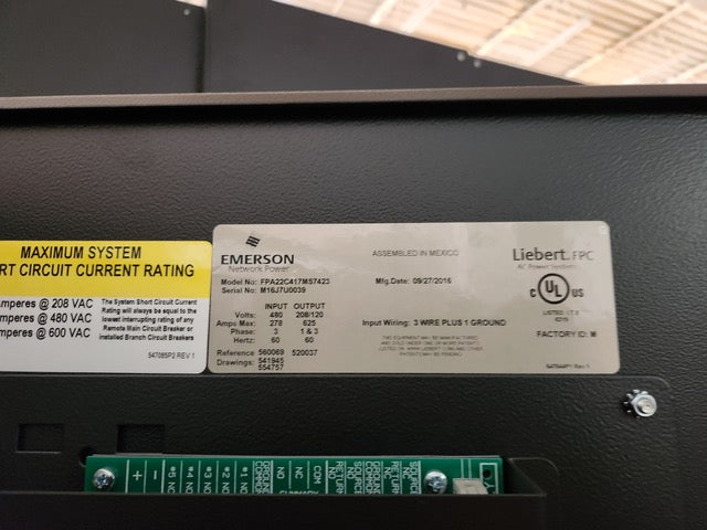 Liebert FPC Power Distribution Center Double Sided - Model FPA22C417MS7423 - 480V/208V (Sku:116333)