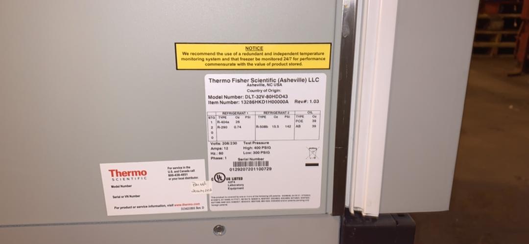 AS-IS Thermo Scientific Freezer DLT-32V-80HDD43 AS-IS (S6LLST6773)