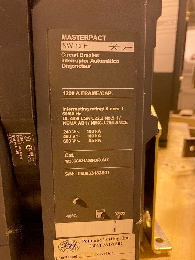 Merlin Gerin, Masterpact NW12H, 1200A Circuit Breaker (S6LLST1545)