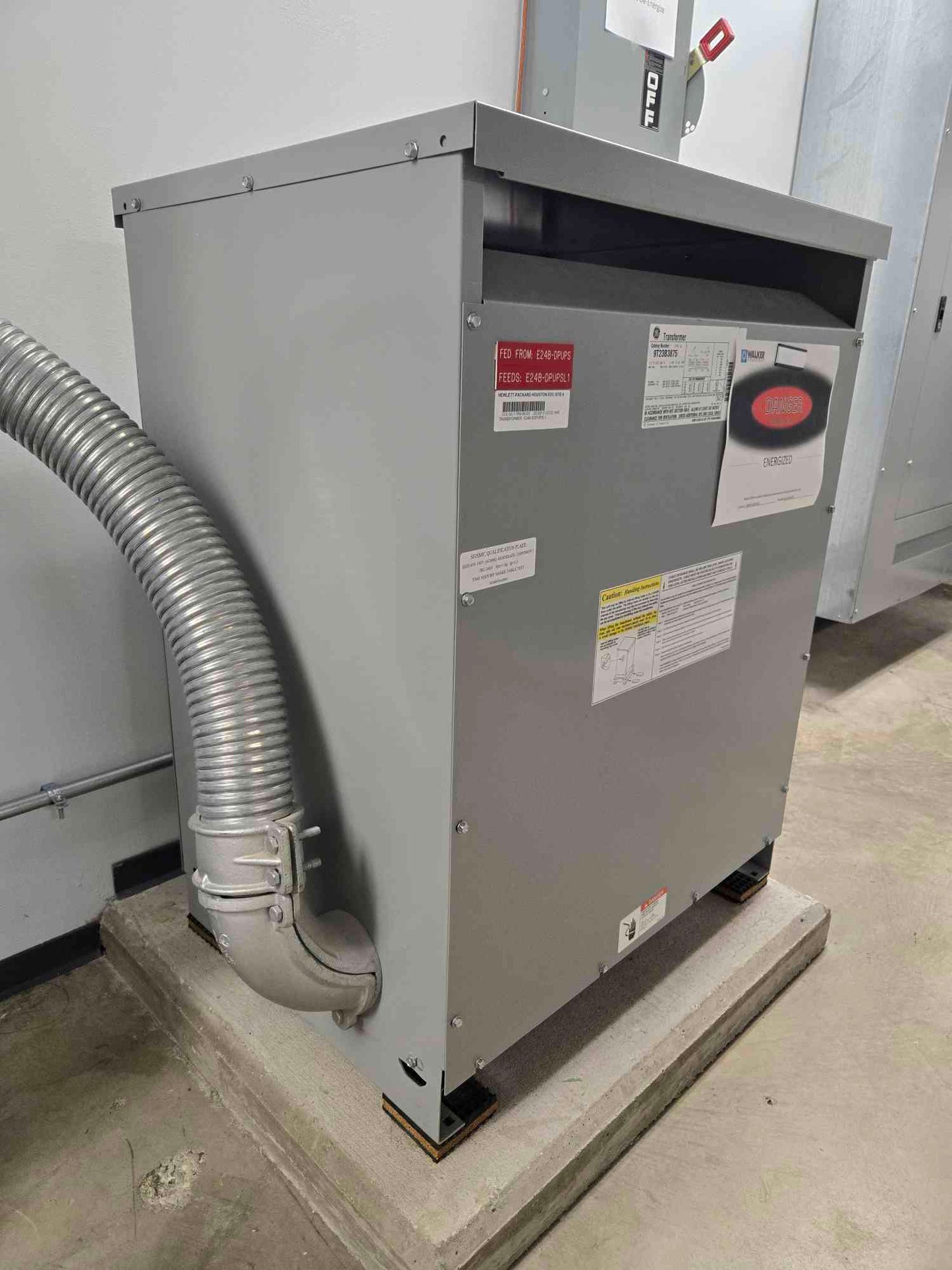 GE 9T23B3875 112.5 KVA Step Down Transformer 480V Primary 208/120V 3PH