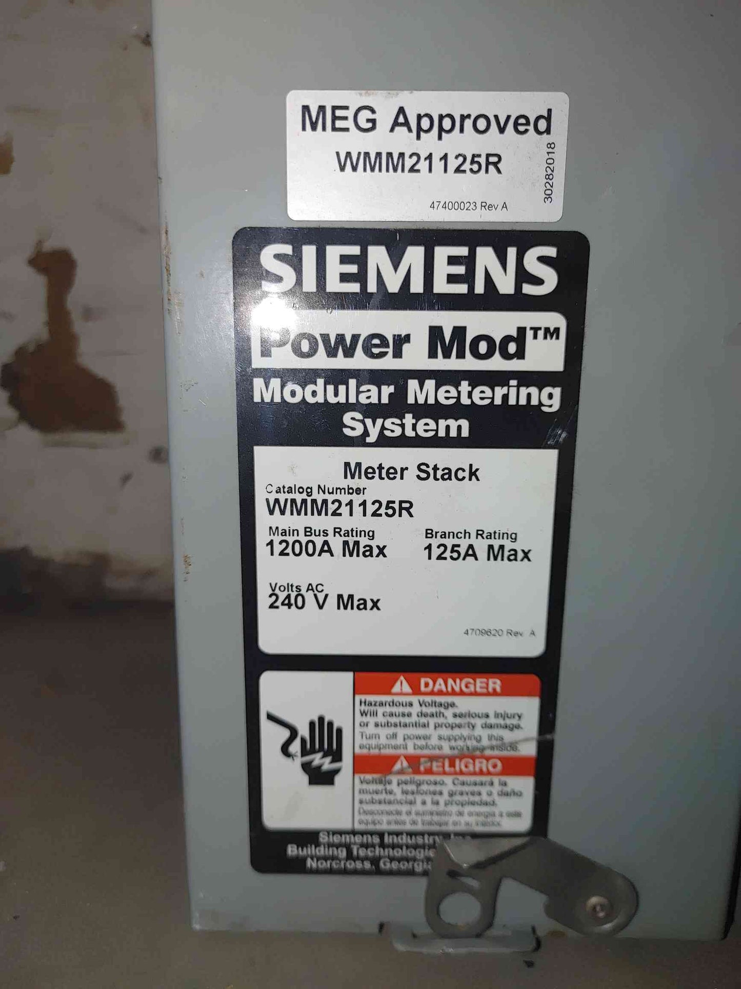 Siemens WMM21125R Power Mod 2-Gang Meter Stack 125A Outdoor NEMA 3R 1200A Bus (SKU: 112527)