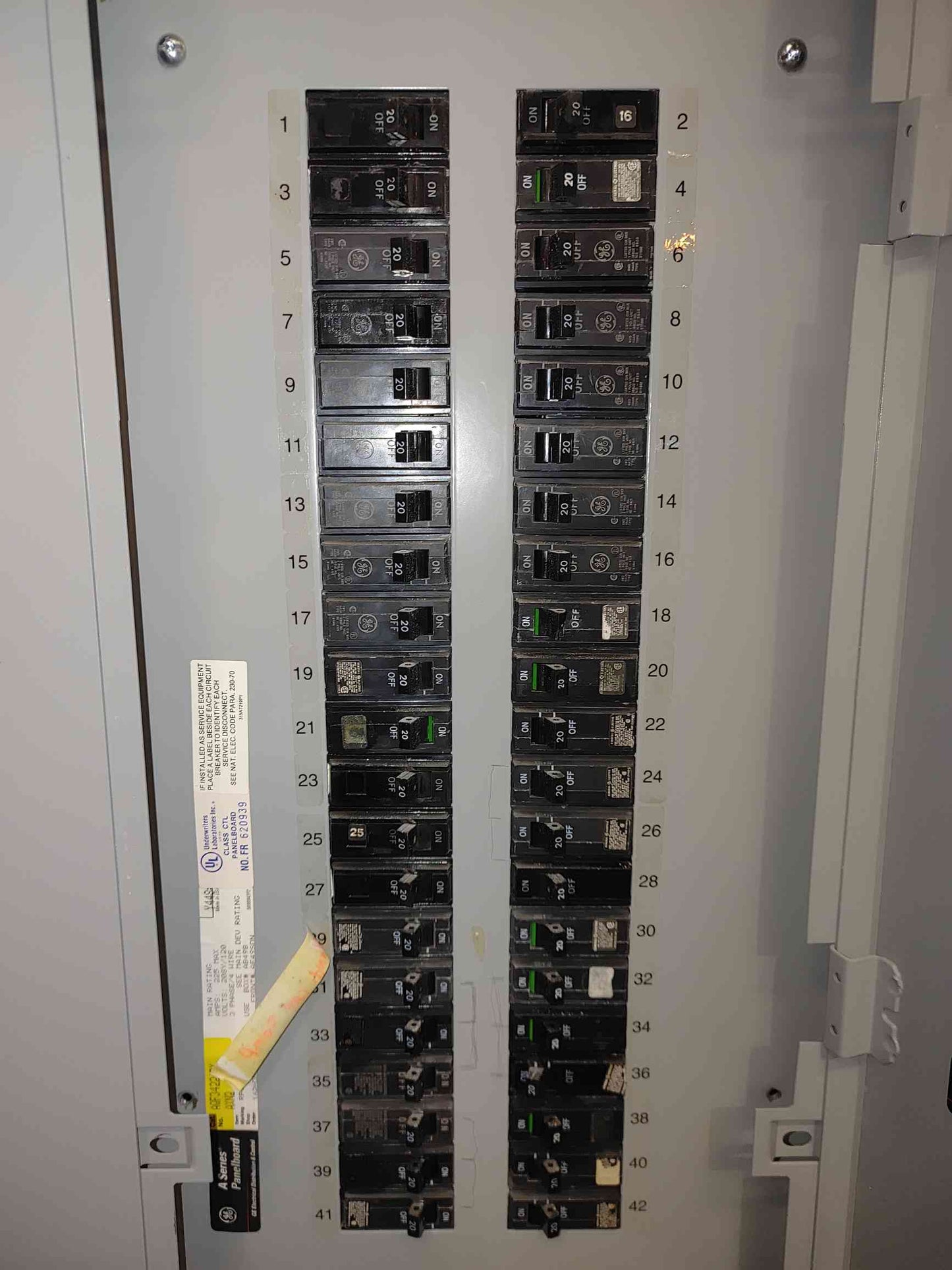 225A 120/208v GE A Series Panelboard with Main (112469)