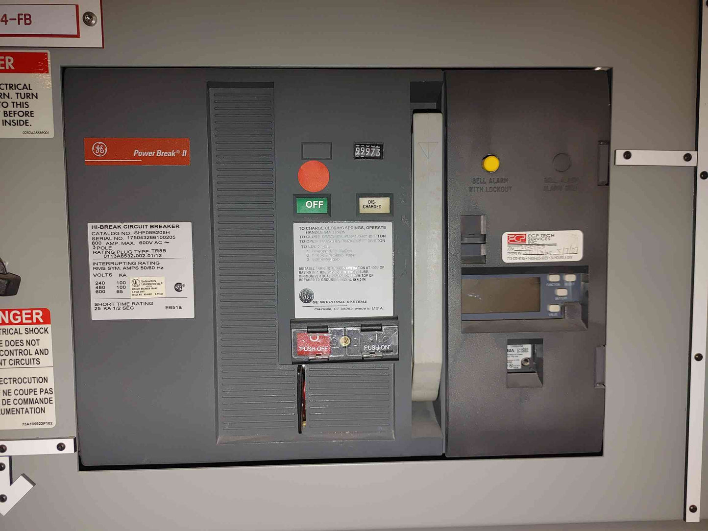 GE Power Break II Switchboard 5x 800A SHF08B208H Breakers 480V Hi-Break 3P (112943)